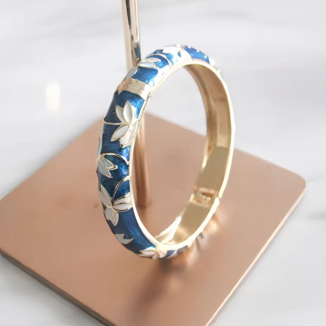 The Cloisonne Blue Dragonfly Carved Red Maple Leaf Bracelet Women's