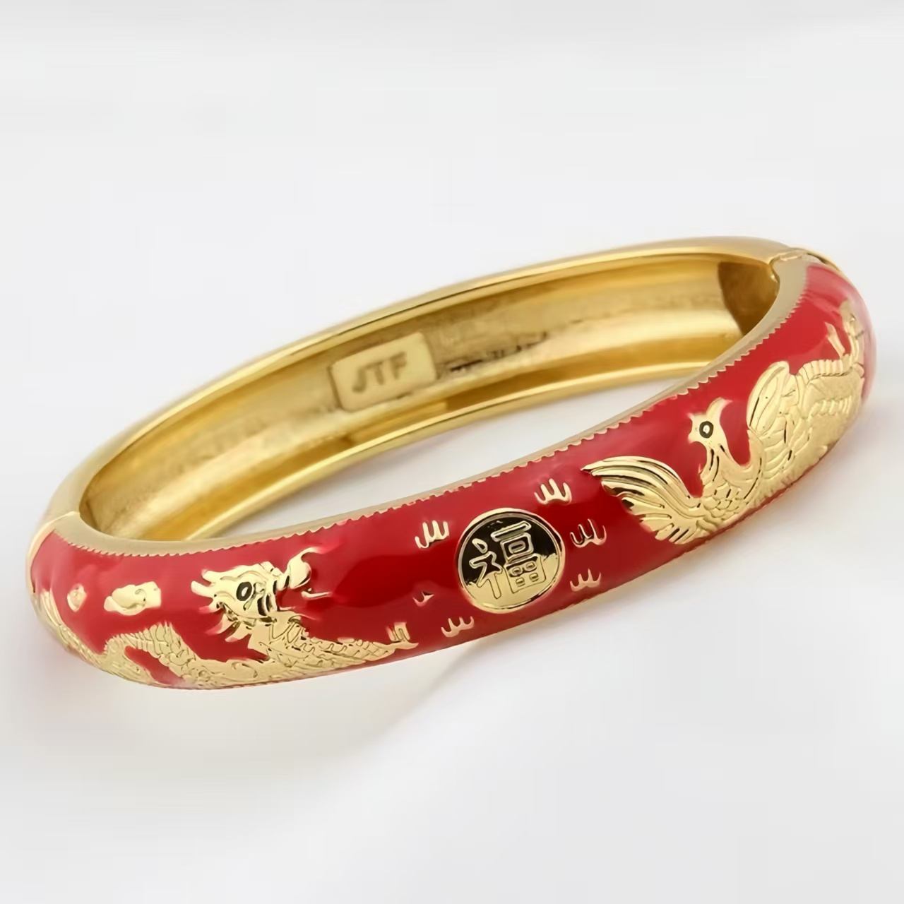 The Cloisonne Bangle with Adjustable Clasp Gold-Plated Women's