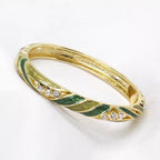 The Cloisonne Enamel Gold-Plated Minimalist Vintage Open Bangle