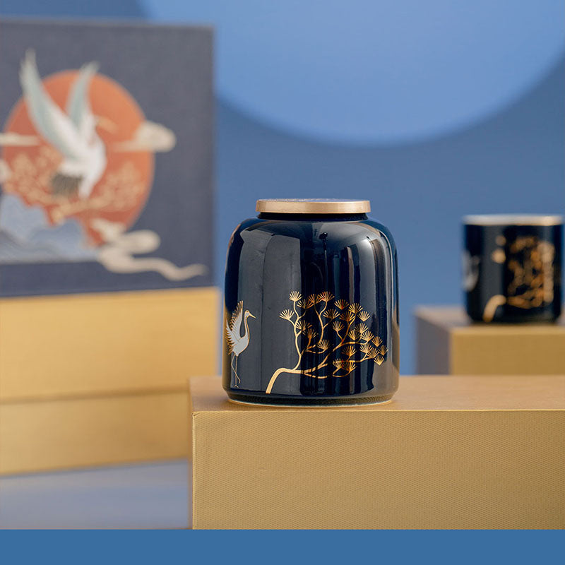 Shangxinle Forbidden City Pine and Crane Ceramic Chinese Tea Set