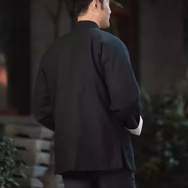 Rui Fu Xiang Chinese-Style Tangzhuang in Polyester-Linen Blend Men's Coats