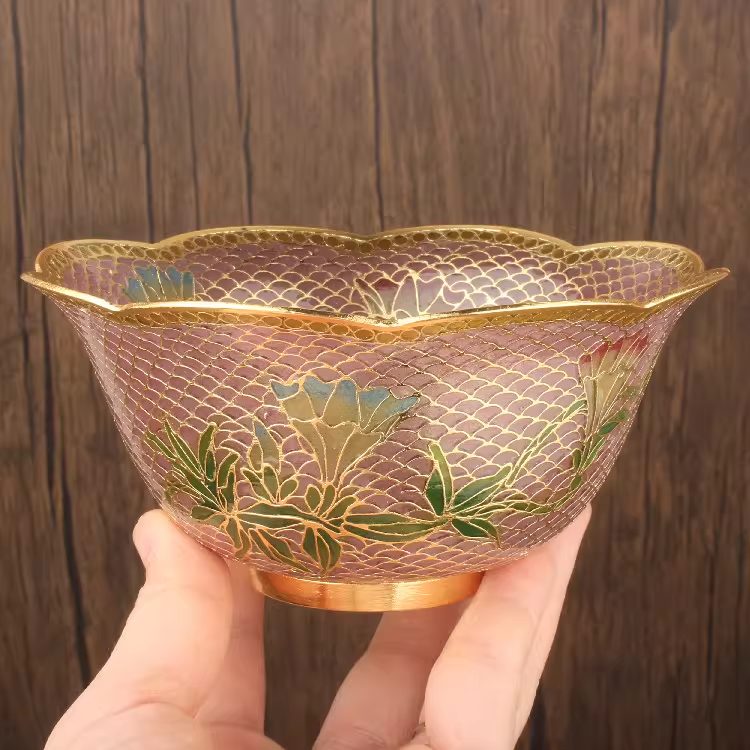The Cloisonne Enameled Transparent Blue Lace Bowl