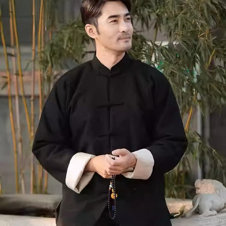 Rui Fu Xiang Chinese-Style Tangzhuang in Polyester-Linen Blend Men's Coats