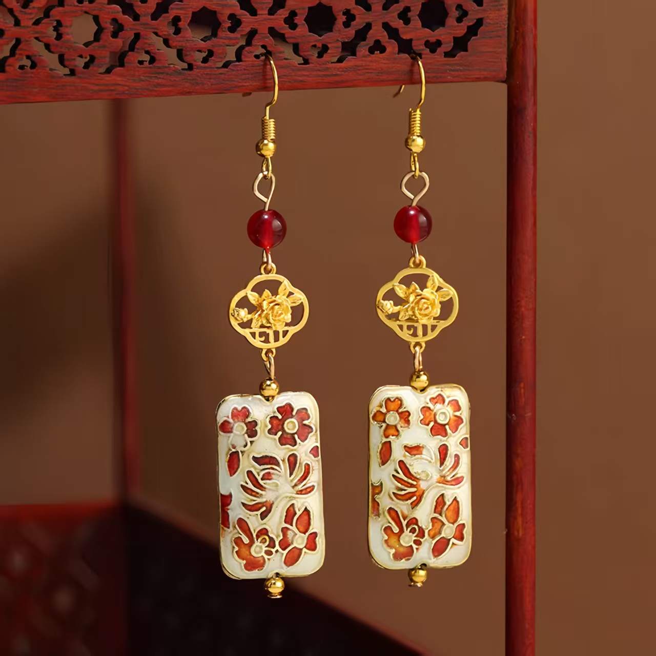 The Original Design New Chinese-Style Cloisonne Earrings for Women Retro Enamel