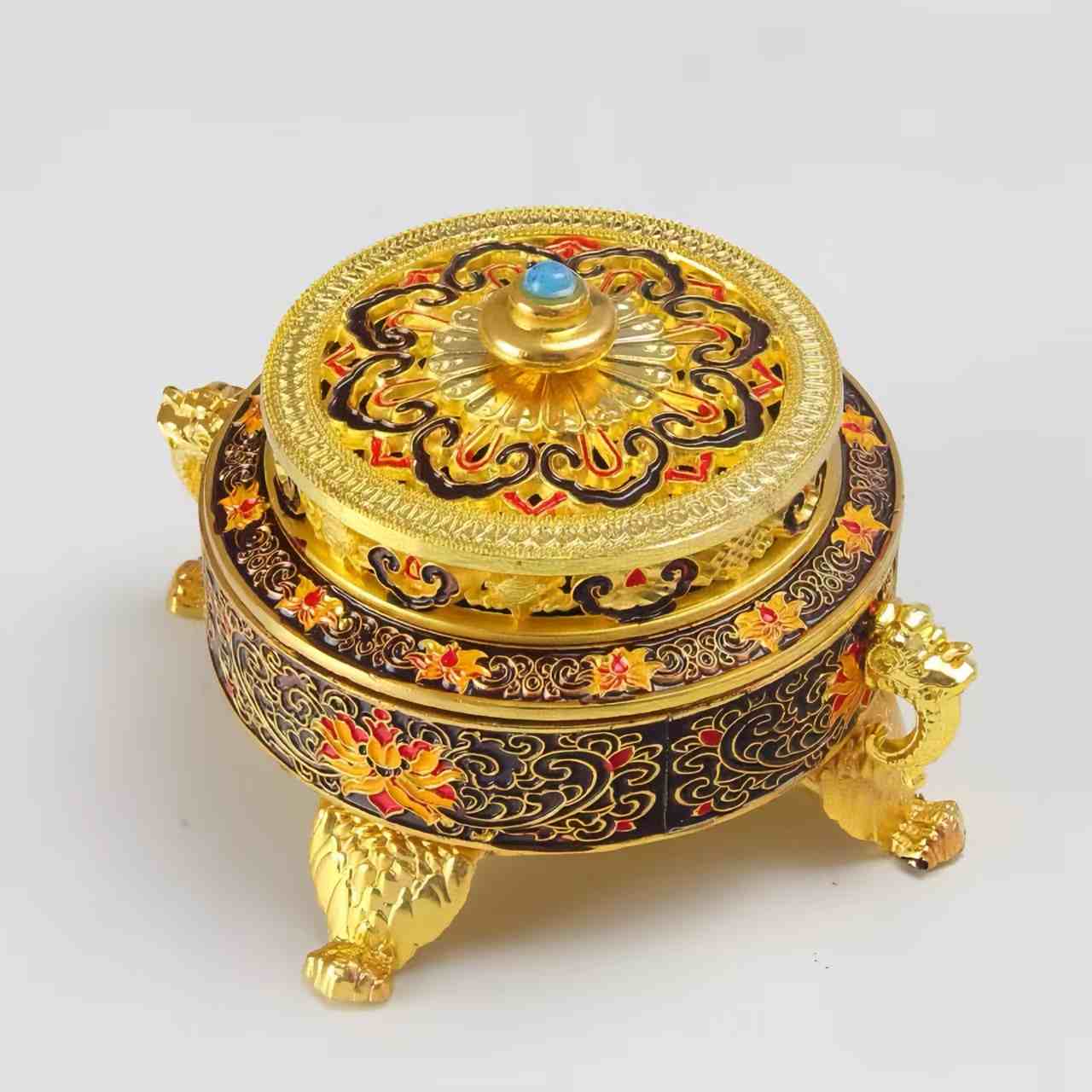The Cloisonne Enameled Buddha Altar Incense Burner Copper Alloy