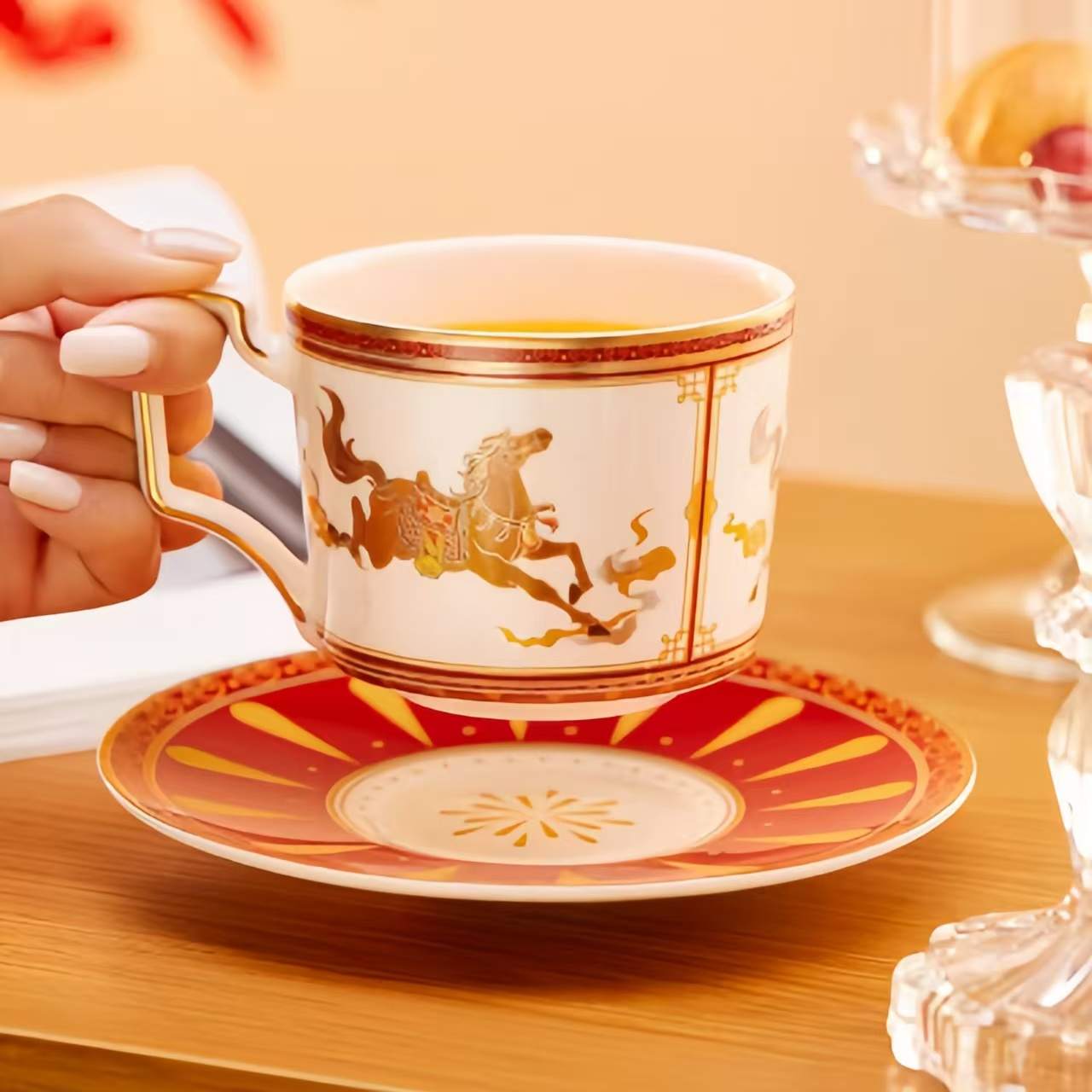 The Palace Museum Celestial Horse Auspicious Cup & Saucer Creative Gift Set Coffee Mug