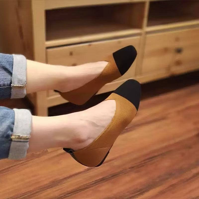 Neilan Sheng Flat Knit Mesh Commuter Color-Block Slip-On Casual Women's Shoes