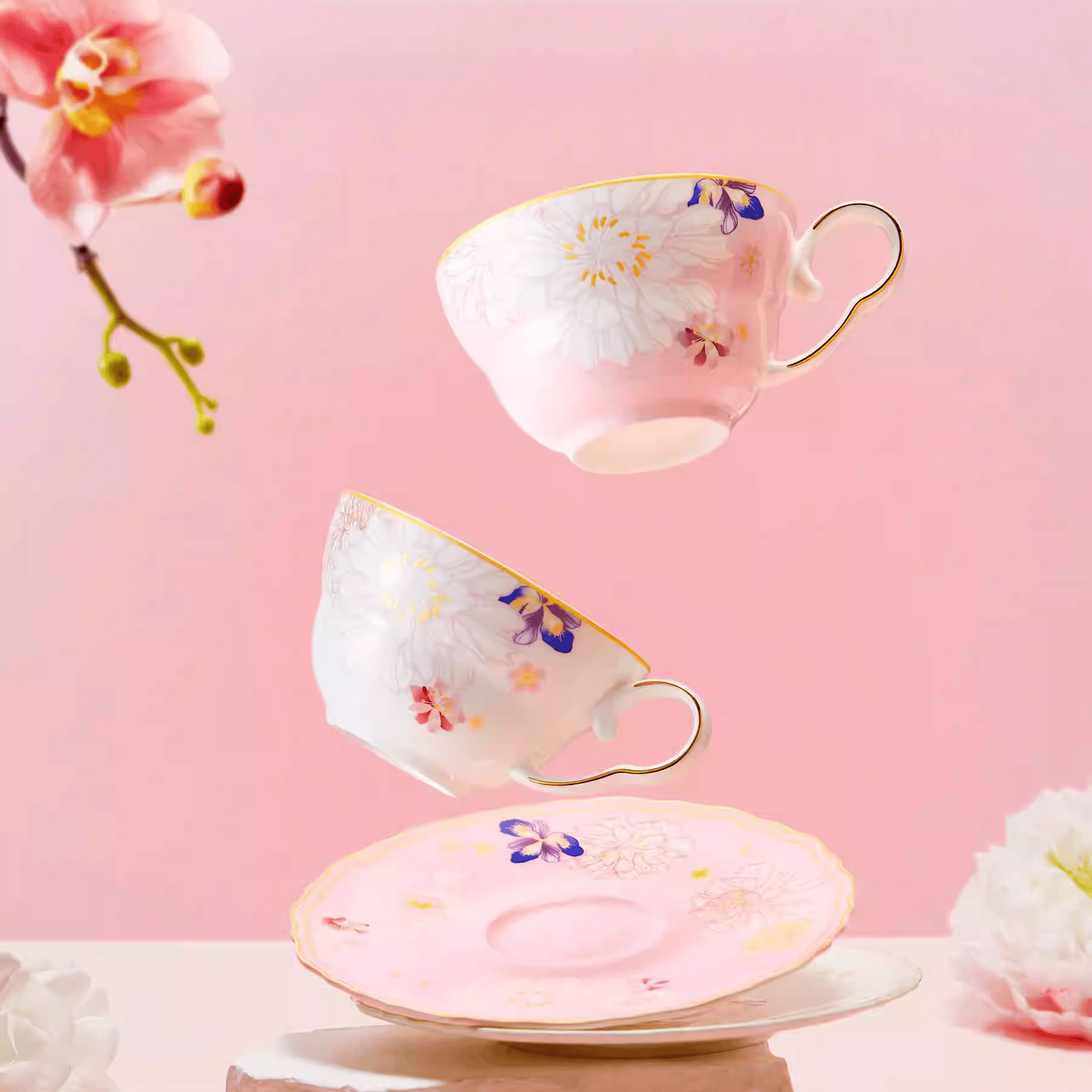 The Palace Museum Hundred Flowers Bone China Cup & Saucer Gift Set