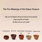 The Palace Museum Five Blessings Purple Clay Teacup Set Gift Box