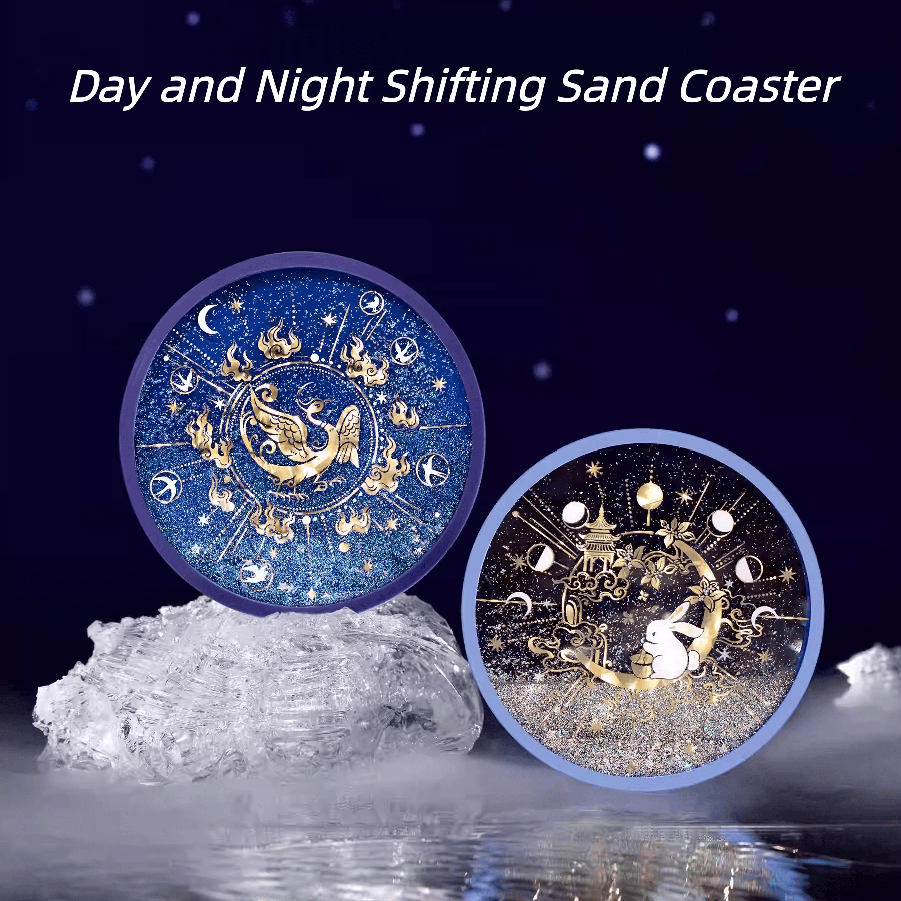 The Palace Museum Golden Crow & Jade Hare Shifting Sand Silicone Coaster