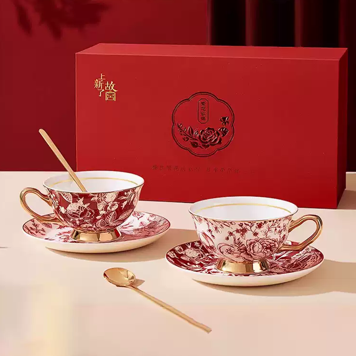 Shangxinle Forbidden City Rose Fragrance Coffee Cup Pair