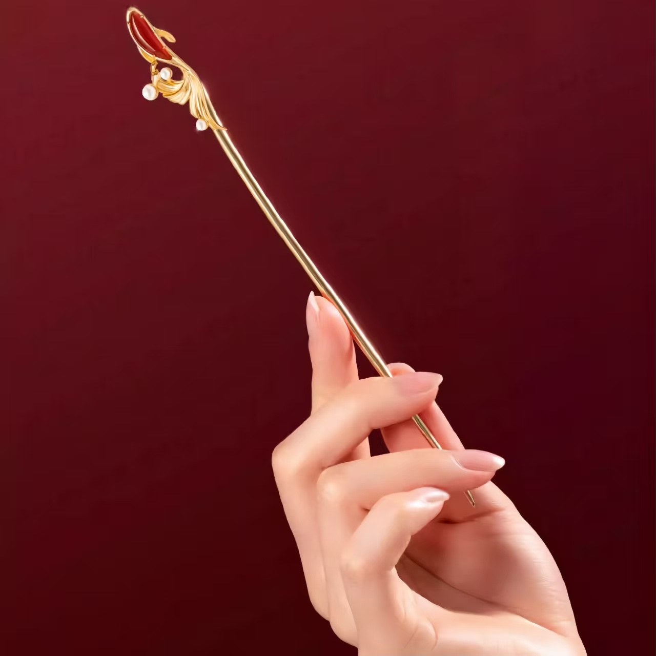 The Palace Museum Koi Red Agate Hairpin