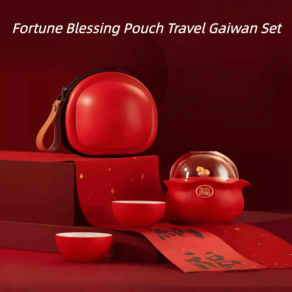 The Palace Museum Fortune Blessing Pouch Travel Gaiwan Set