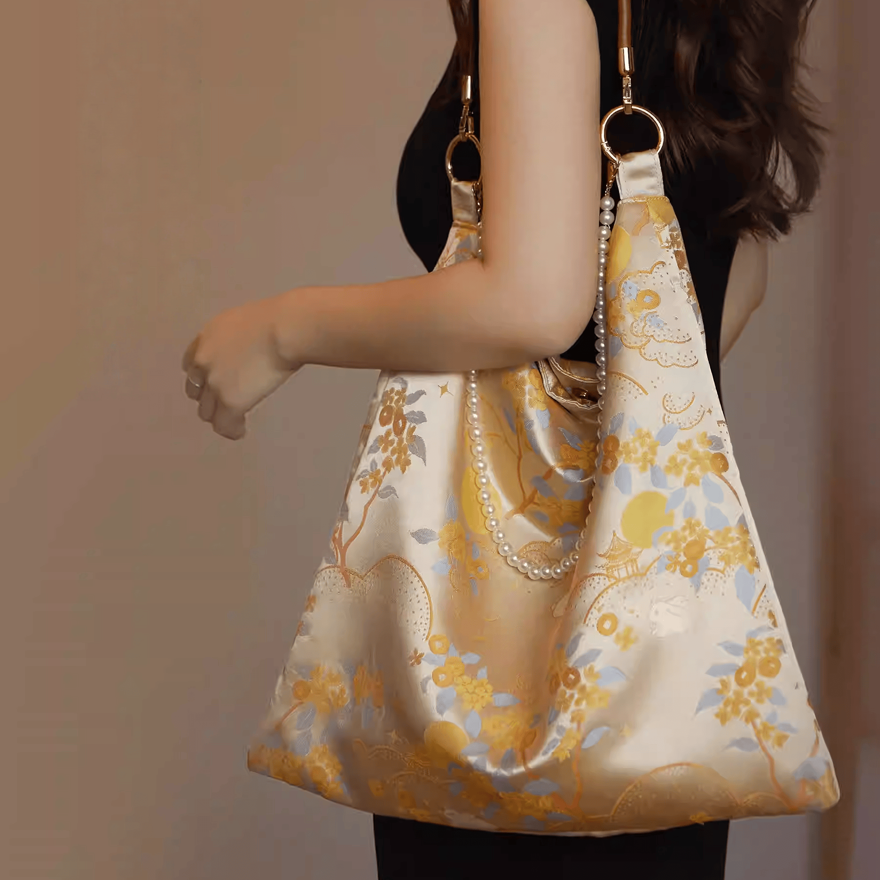 The Palace Museum Golden Branch & Jade Rabbit Shoulder Bag